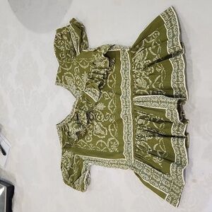 Handmade Blouse, child medium, green, cotton,NEW